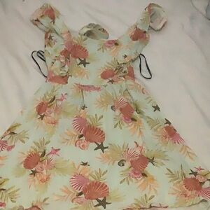 Forever 21 Orange Pink Ruffled Off-the-Shoulder Sundress